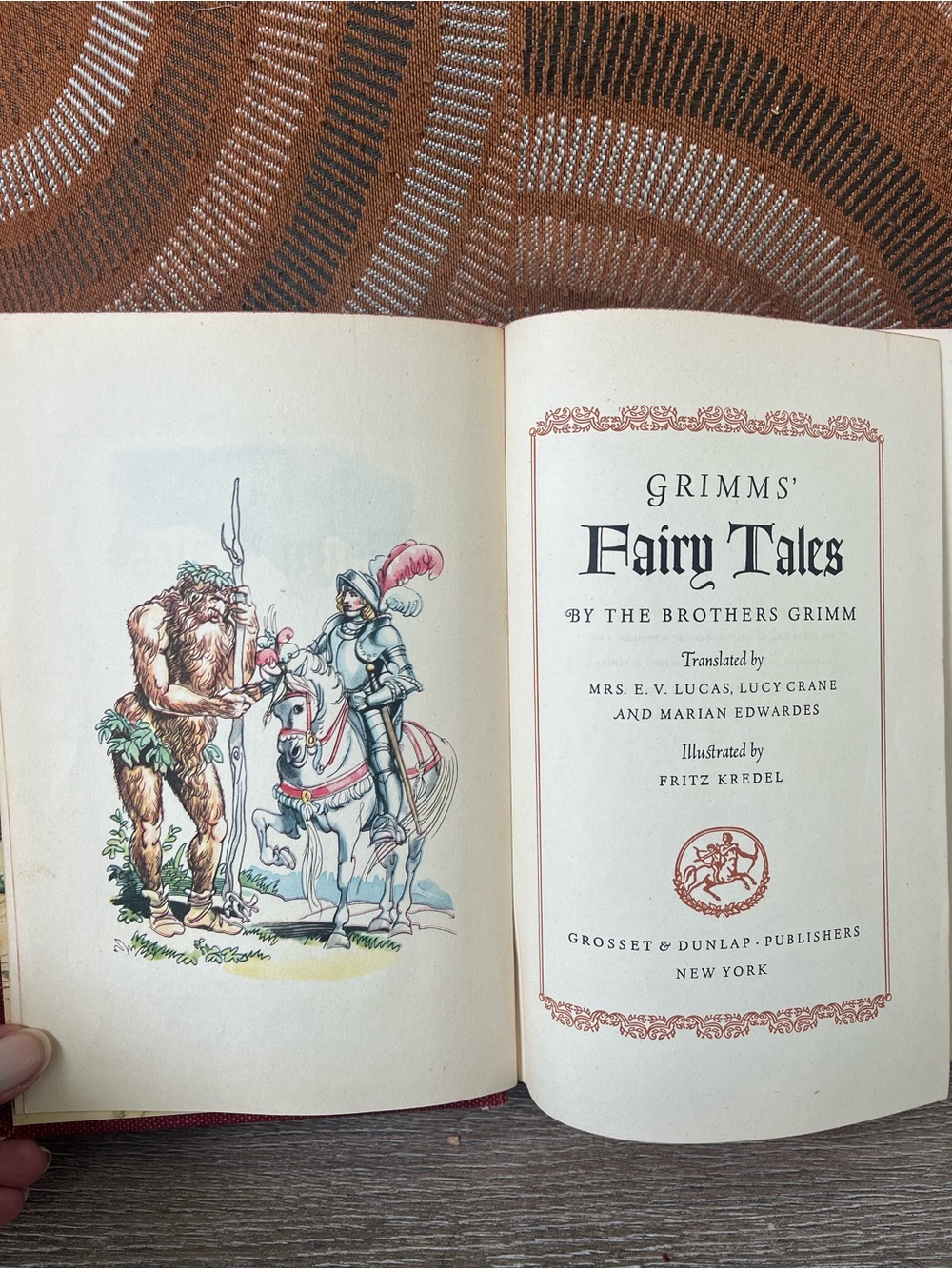 Grimms' Fairy Tales Hardcover Illustrated Edition by Fritz Kredel 1945